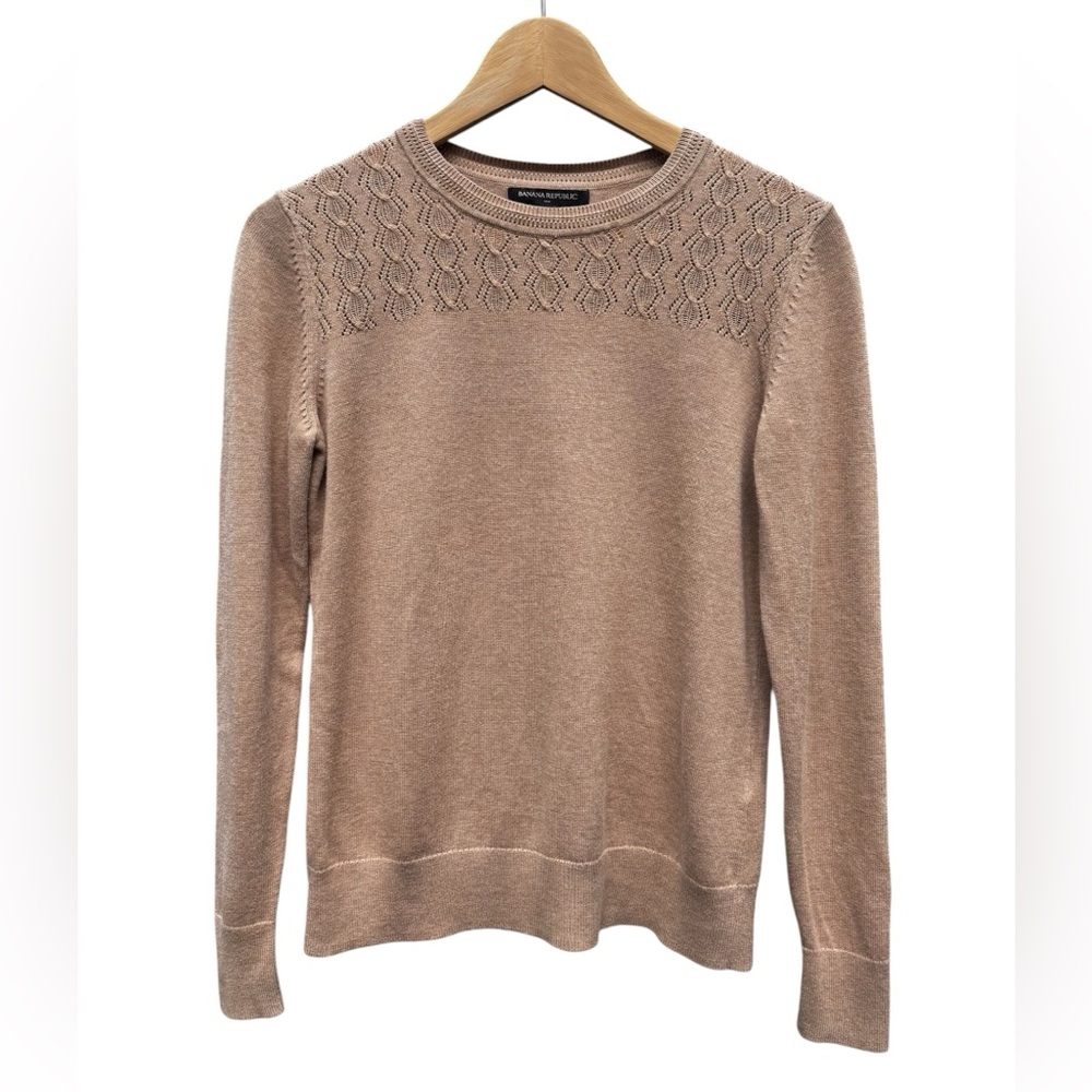 Banana Republic Crewneck Sweater Women’s Small Brown Pointelle